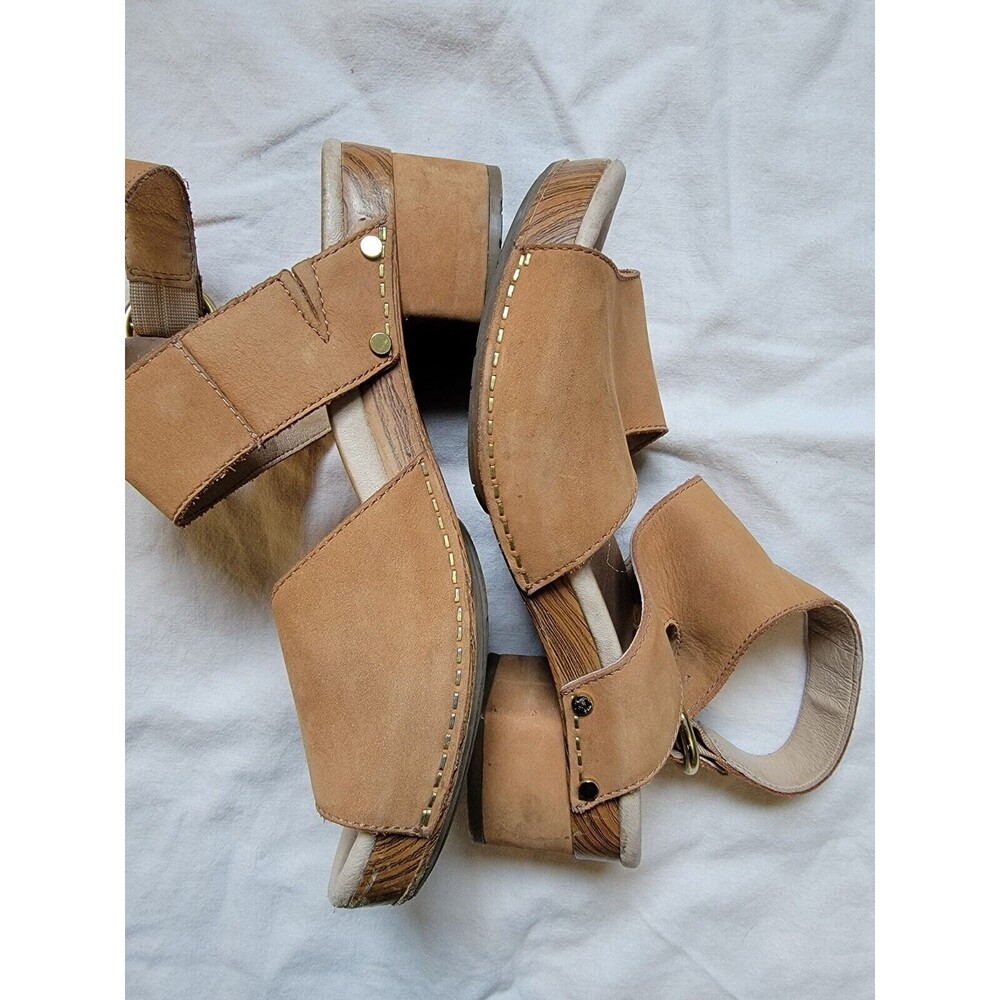 Dansko Minka Size 7.5 EU38 Nubuck Leather‎ Ankle Strap Wooden Block Heel Sandals